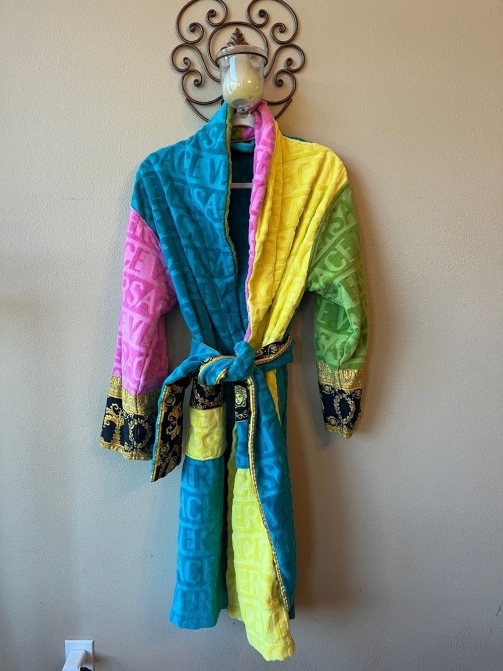 Authetic VERSACE. Multicolor Plush Women's Robe
